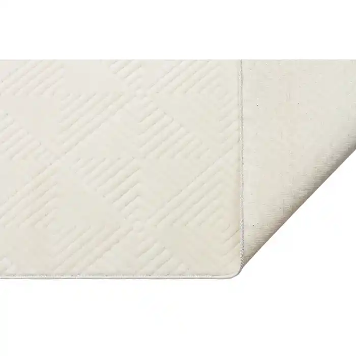 Rabbit 101 Beyaz Makinede Yıkanabilir Yumuşak Dokulu Dekoratif Kaymaz Tabanlı Makine Halısı