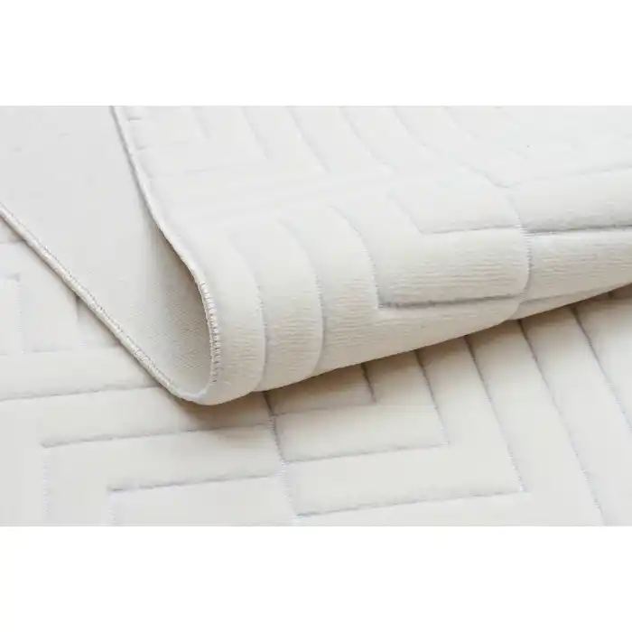 Rabbit 107 Beyaz Makinede Yıkanabilir Yumuşak Dokulu Dekoratif Kaymaz Tabanlı Makine Halısı