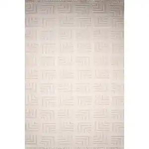 Melodi 32439C Beyaz Bej Dekoratif Loop Dokuma Makine Halısı