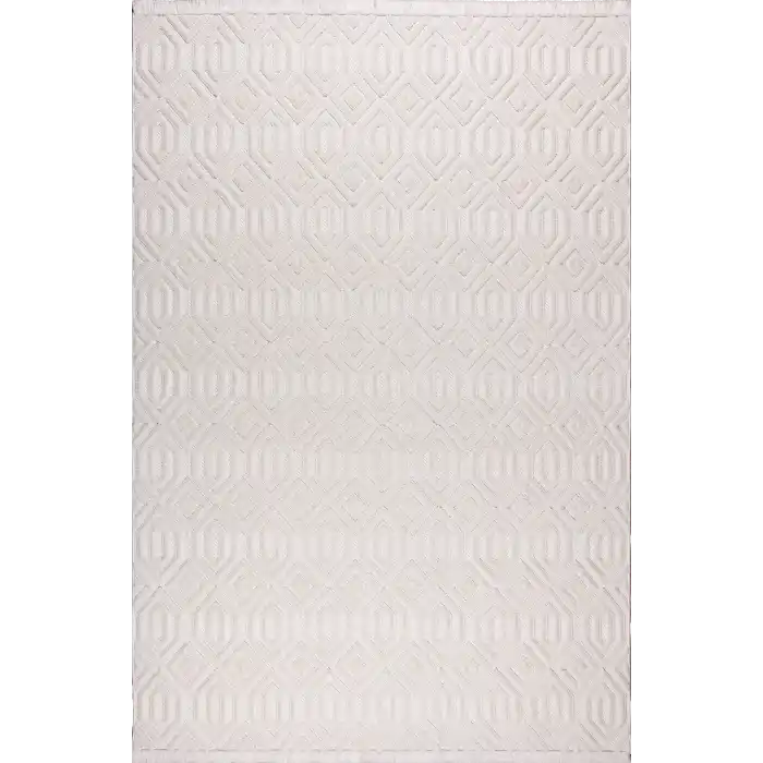 Fiesta 8748A Beyaz Özel Dokuma Tekniğiyle Üretilmiş Modern Makine Halısı ✄