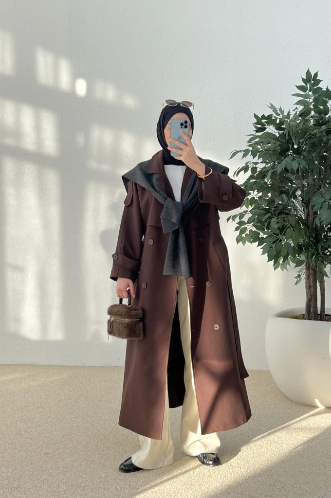 -EFL- PREMİUM POLEVİSKON UZUN SALAŞ TRENÇKOT