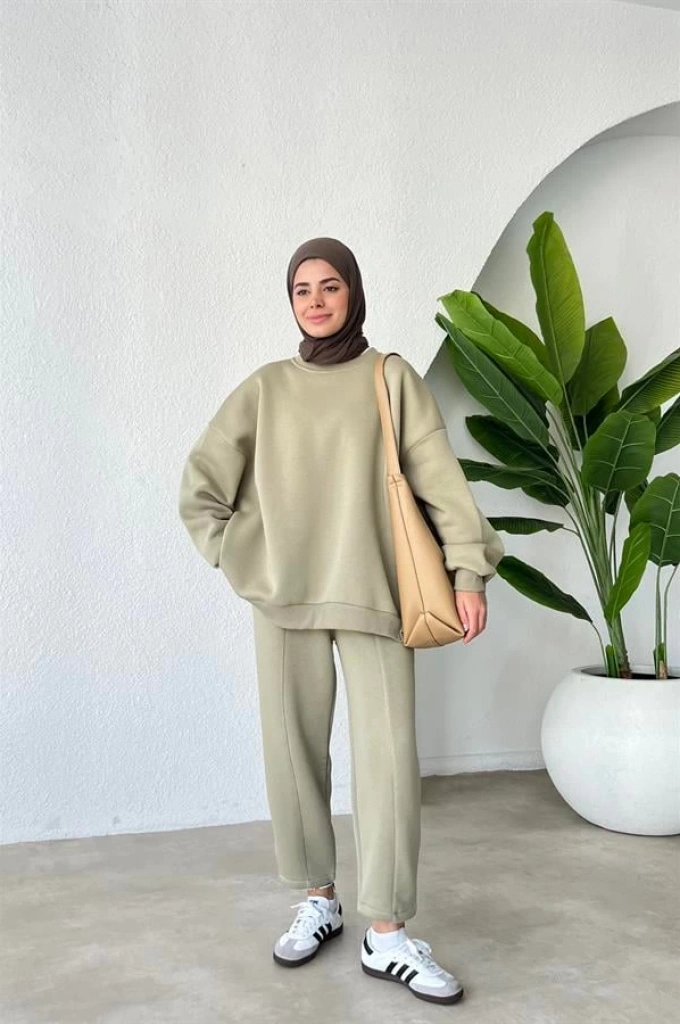 3 İPLİK PREMİUM İÇİ ŞARDONLU SWEAT TAKIM YEŞİL