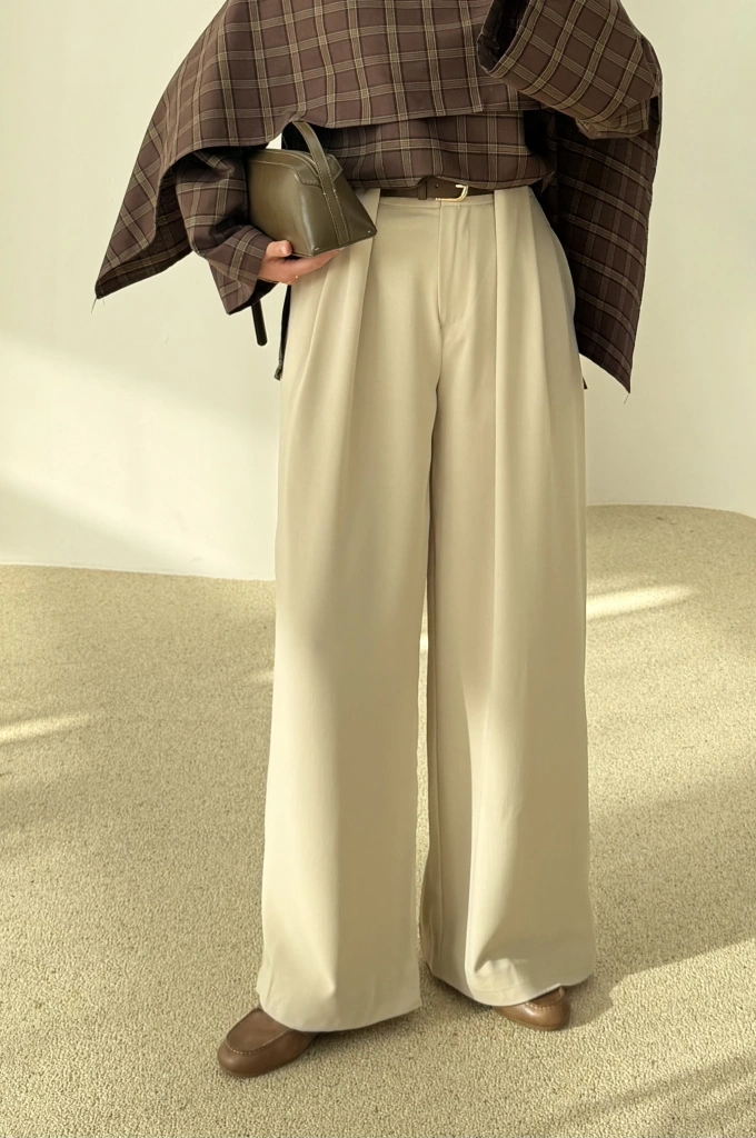 3855 YÜKSEK BEL kemerli PALAZZO Taş