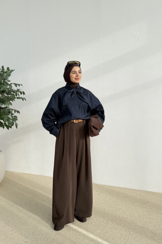 5407 FULAR YAKALI GÖMLEK LACİVERT