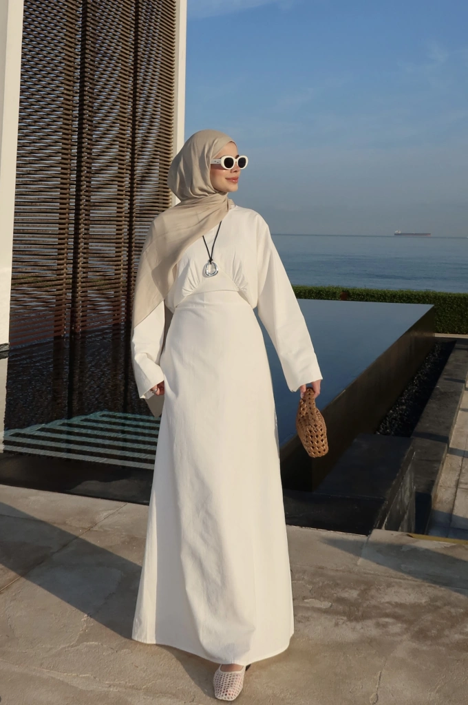 2363 BEL DTY BEYAZ ELBİSE