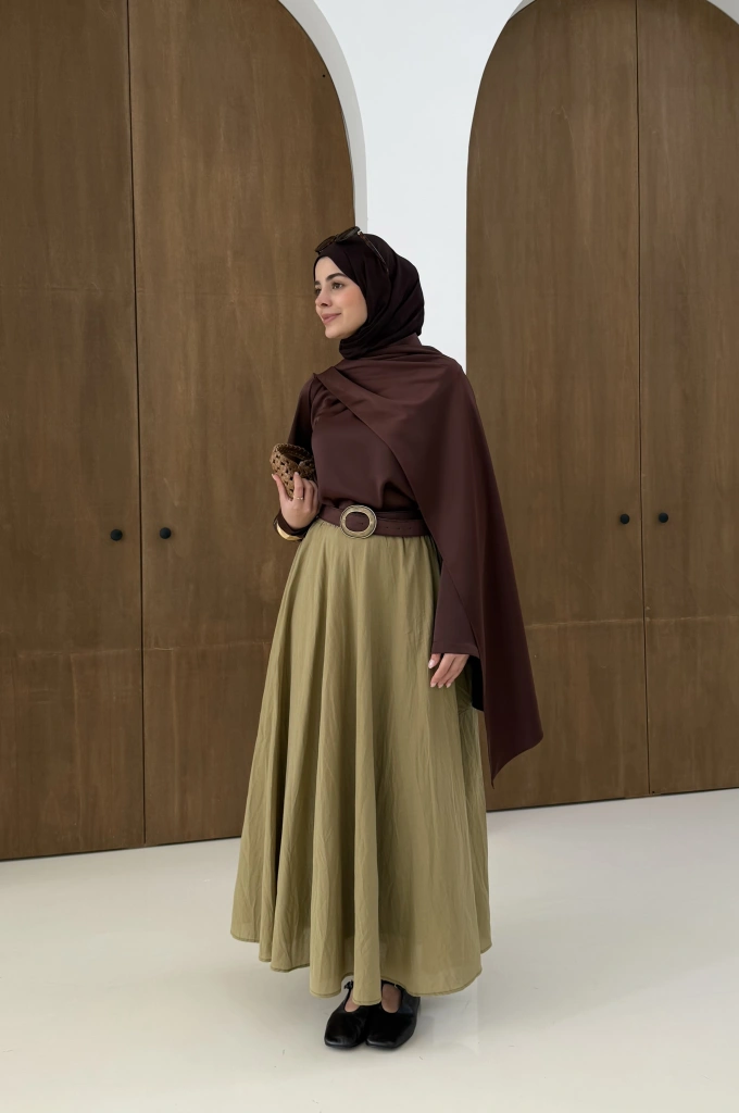 SATEN ARABİC BLUZ kahve