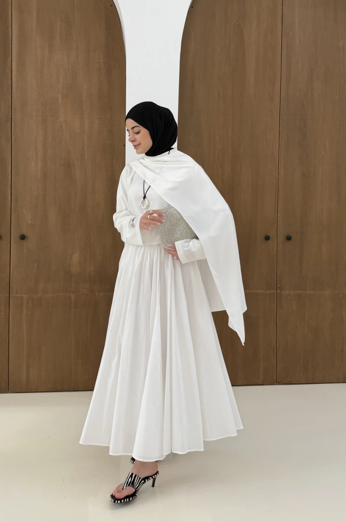 SATEN ARABİC BLUZ BEYAZ