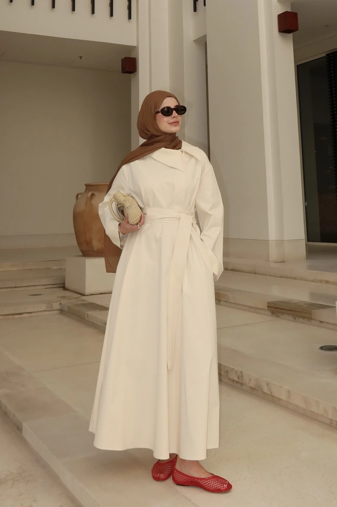 2355CHEDİ MODEL ELBİSE VANİLYA