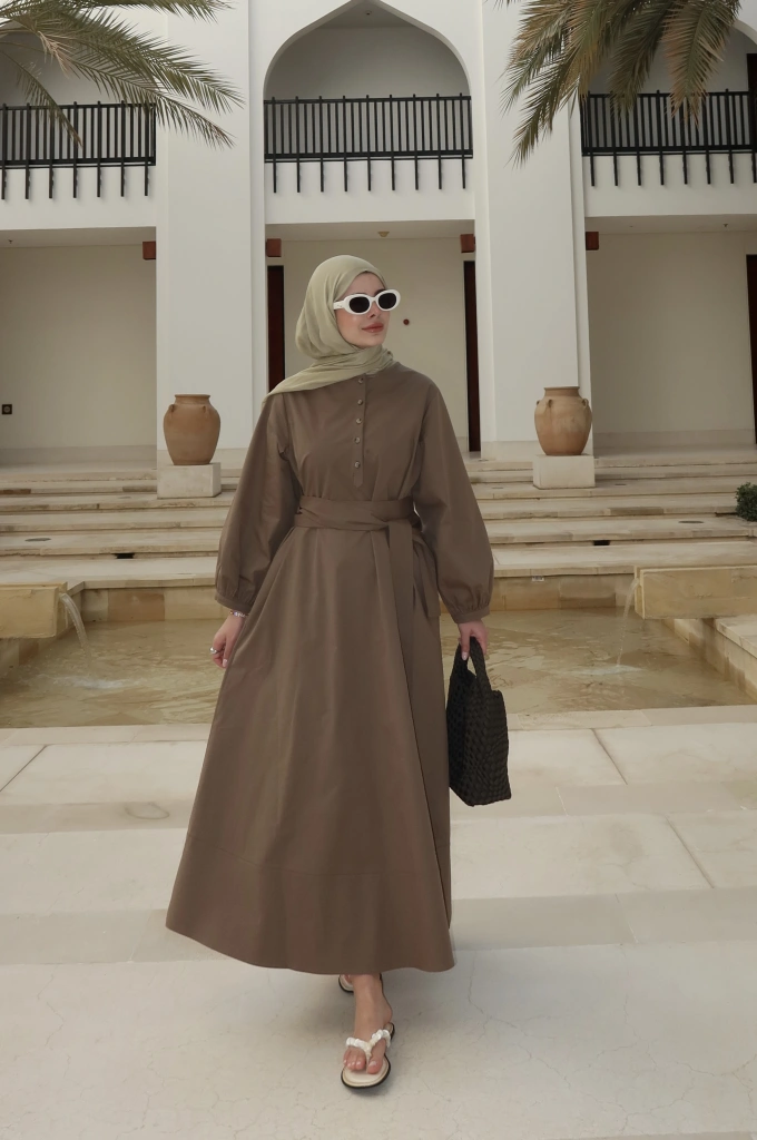 2349 MUSCAT DÜĞMELİ ELBİSE haki