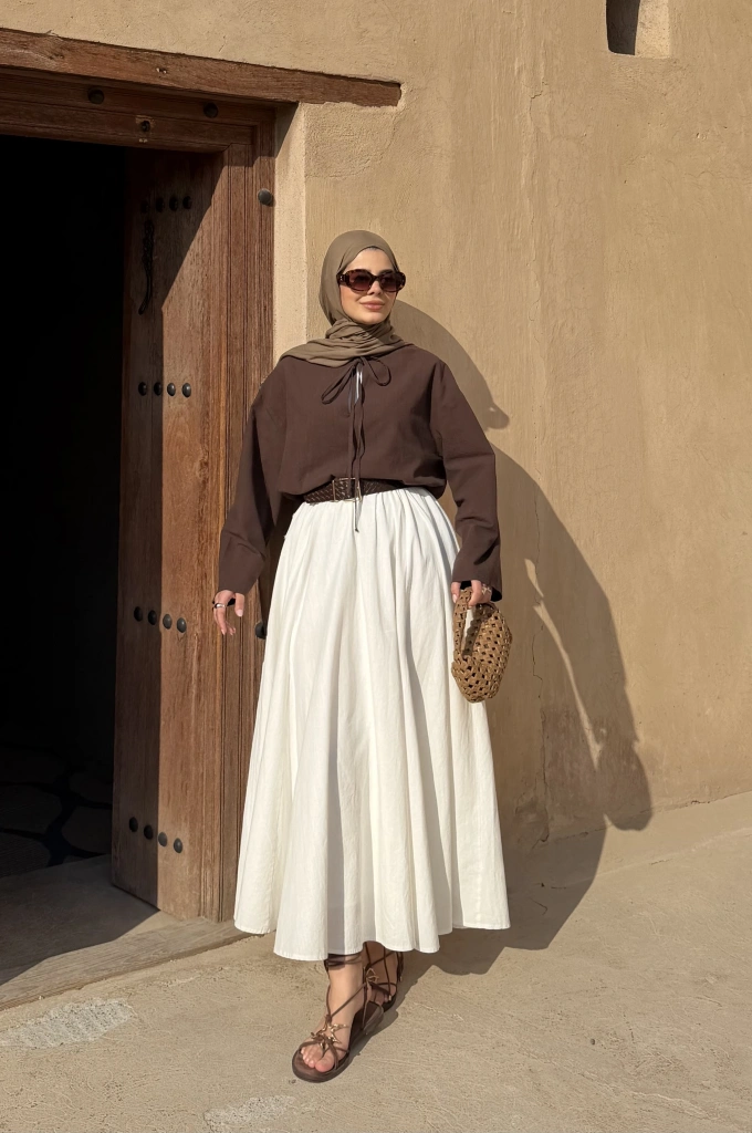 5480 KETEN BĞLM BLUZ kahve