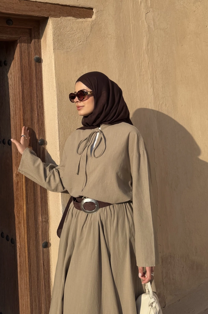 5480 İPLİ KETEN BLUZ Vizon