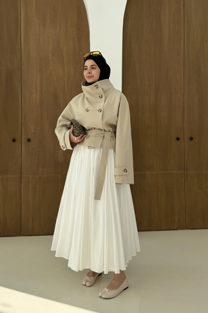 5013 HT DİK YAKA TRENÇ bej