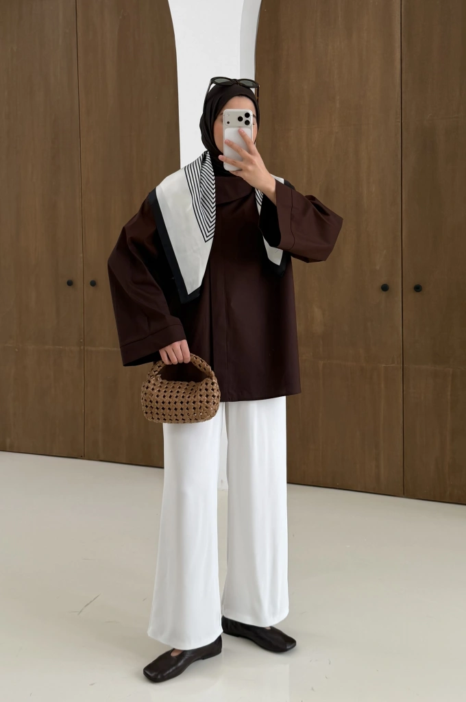 5419 ASİMETRİK YAKA GÖMLEK KAHVE