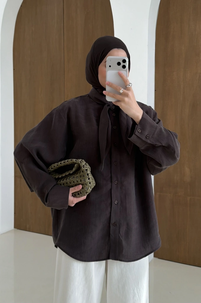 5451 FULAR YK GÖMLEK KAHVE