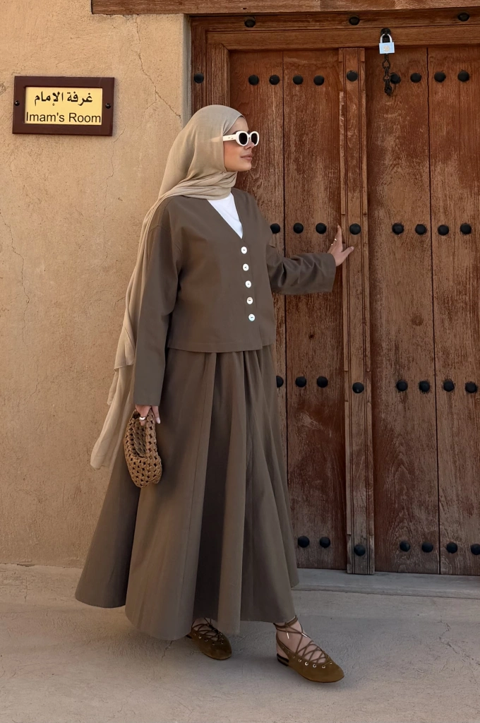 8998 DÜĞME TAŞLI KETEN TAKIM haki