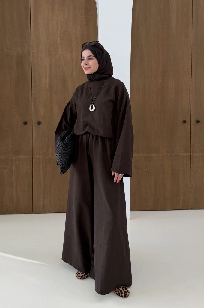 6018 SALAŞ PANTOLON TAKIM kahve