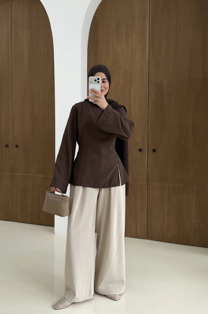 2019 YIRTMAÇLI BLUZ KAHVE