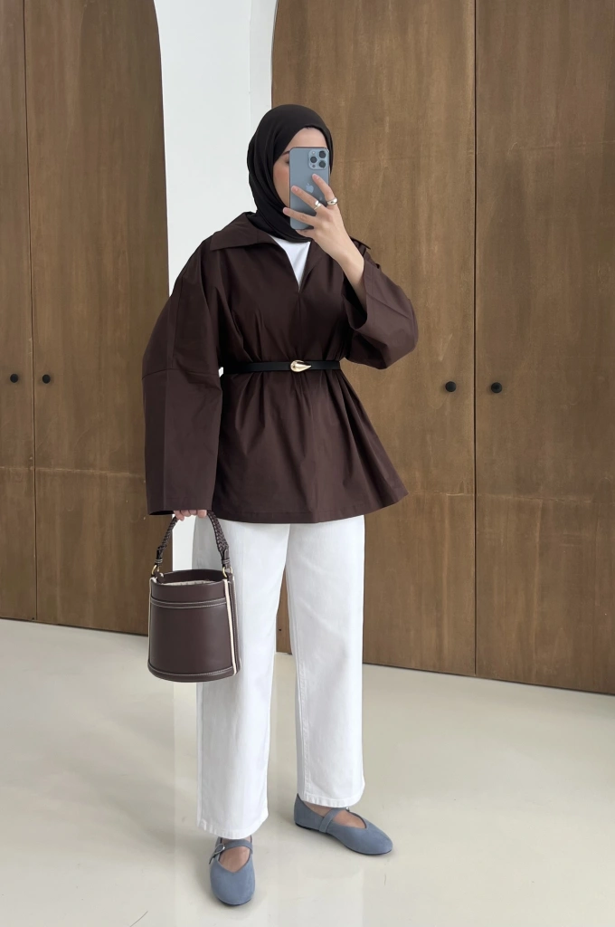 5428 POLO YAKA GÖMLEK KAHVE