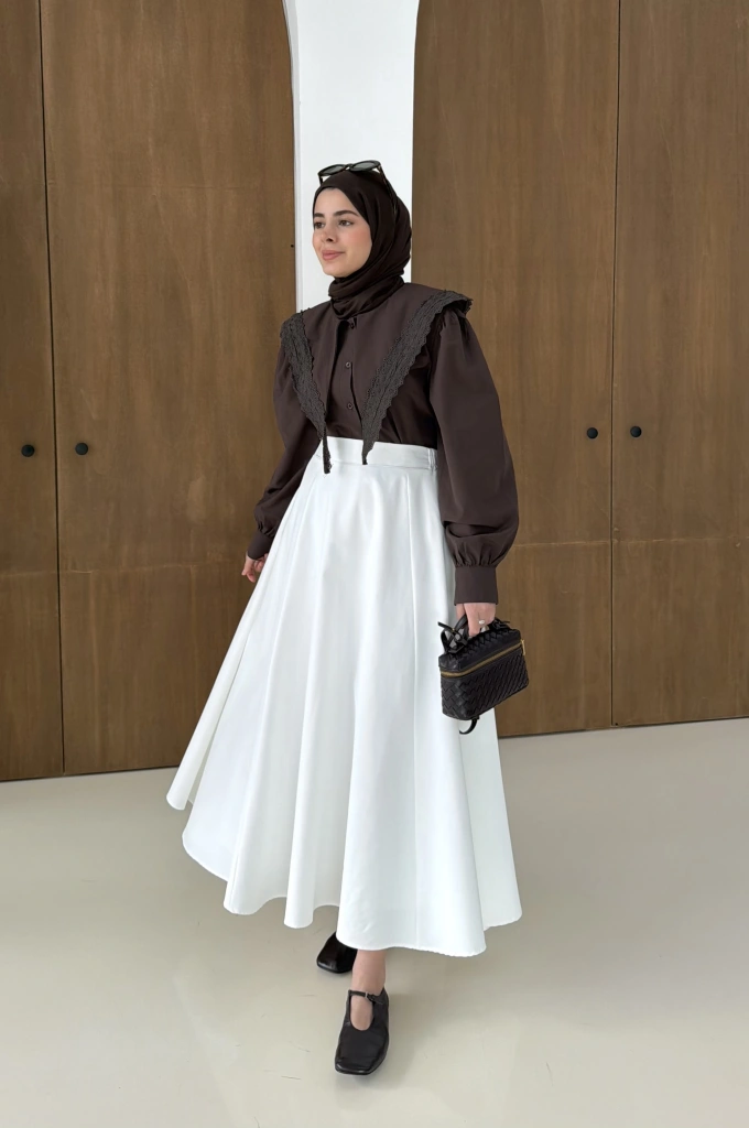 DANTEL DESEN GÖMLEK KAHVE