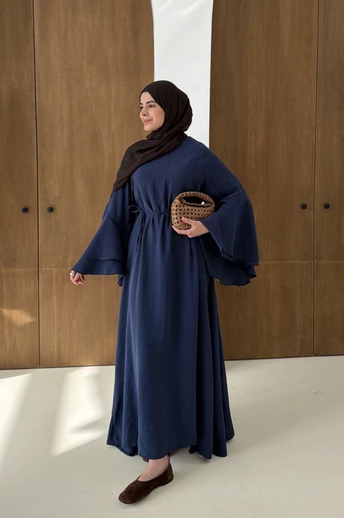 5024 GENİŞ KOL ELBİSE LACİVERT
