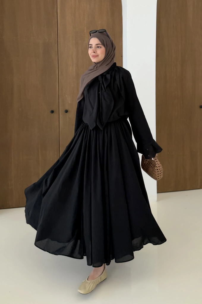 h&m Etekli Vual Takım SİYAH