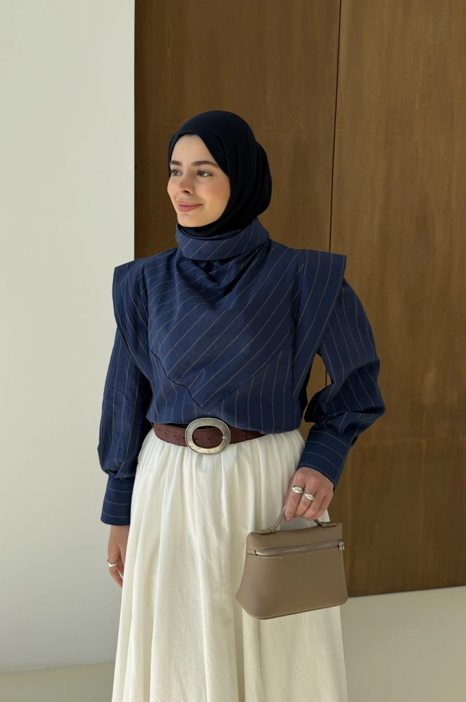 ÇİZGİLİ GÖMLEK lacivert