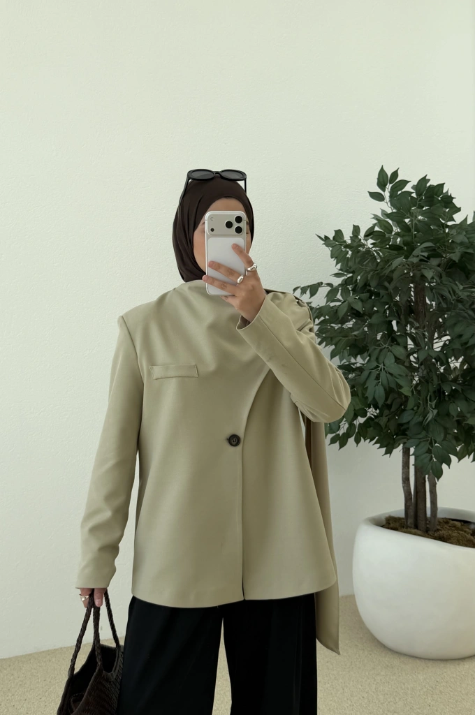 9007 ŞALLI BLAZER CEKET BEJ