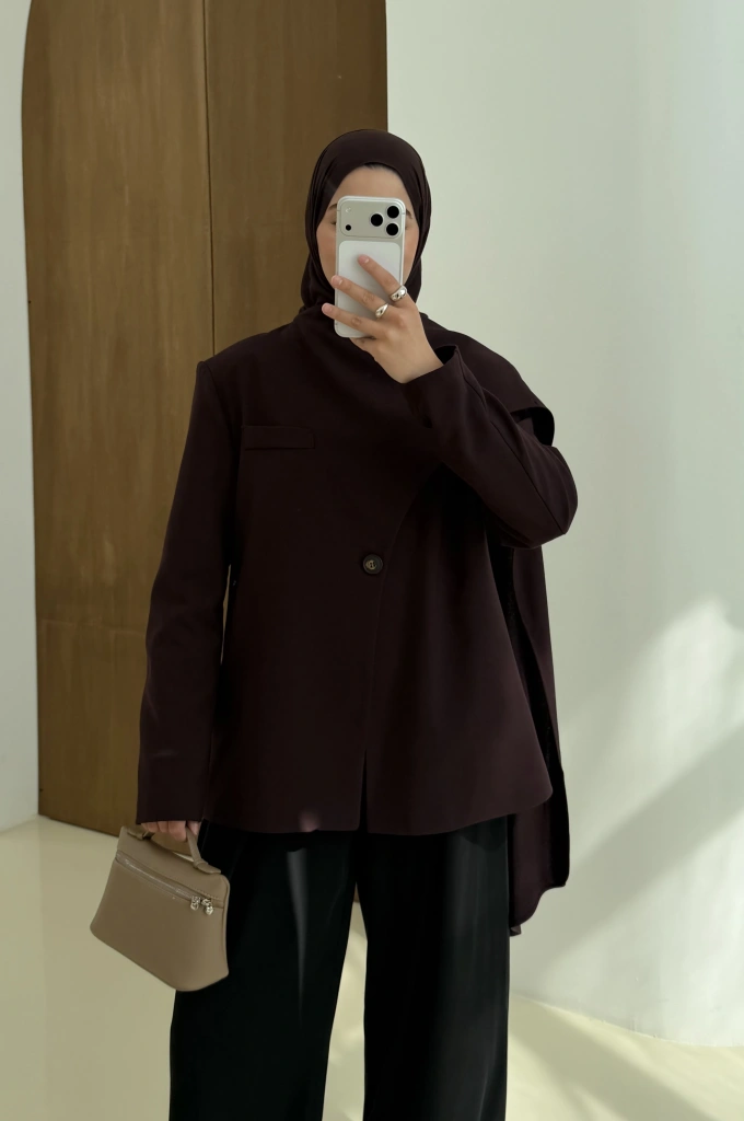 9007 ŞALLI BLAZER CEKET  MÜRDÜM