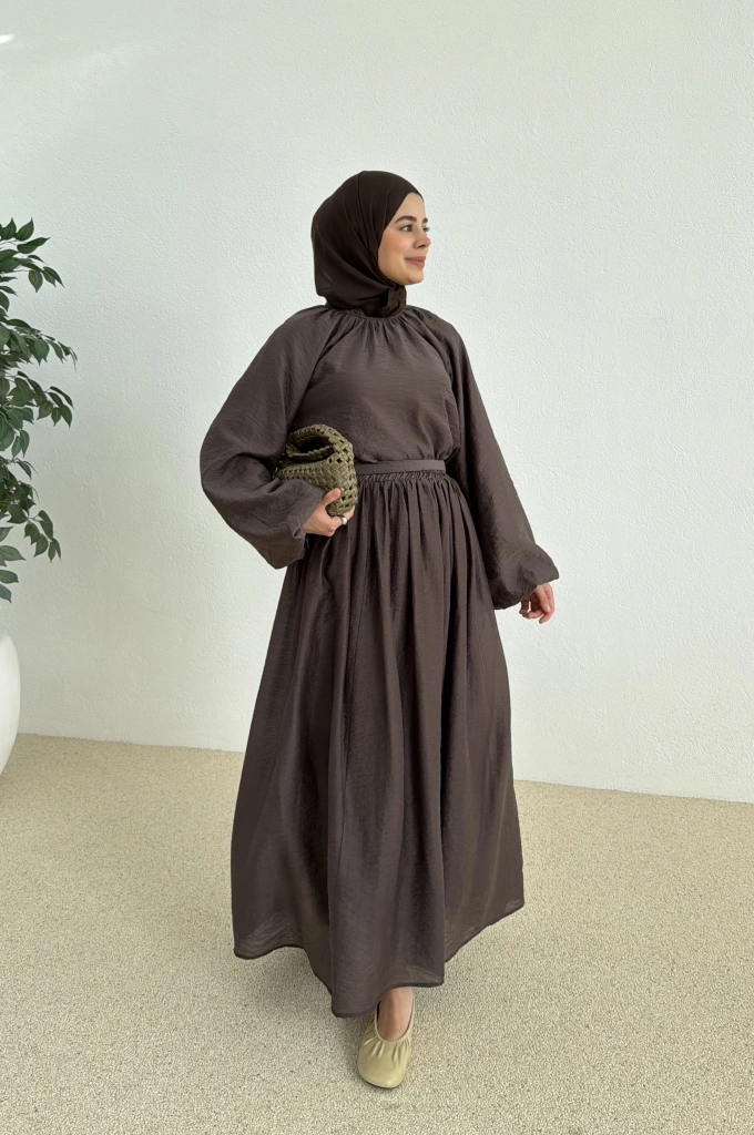 0097 POLİAMİD İKİLİ TAKIM kahve