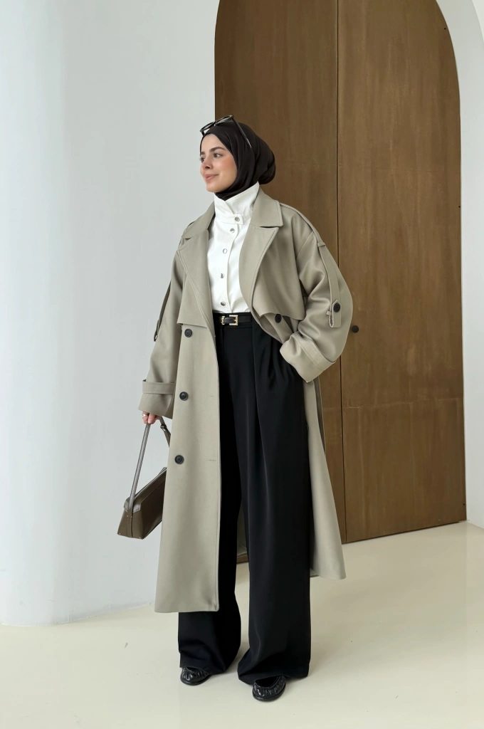 2045 PREMİUM POLEVİSKON UZUN SALAŞ TRENÇKOT yeşil