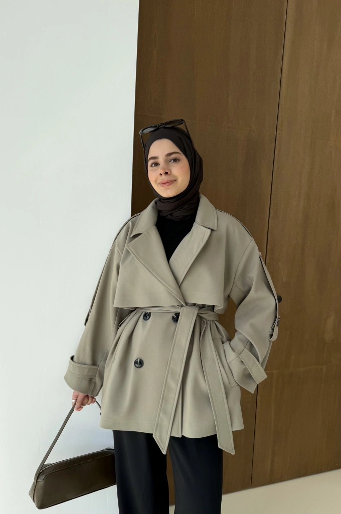 2044 Poleviskon ASTARLI TRENÇKOT koyu yeşil