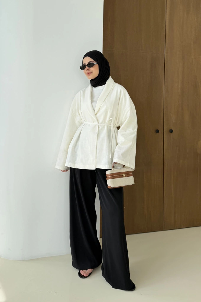 001 BAĞALAMALI KİMONO BEYAZ