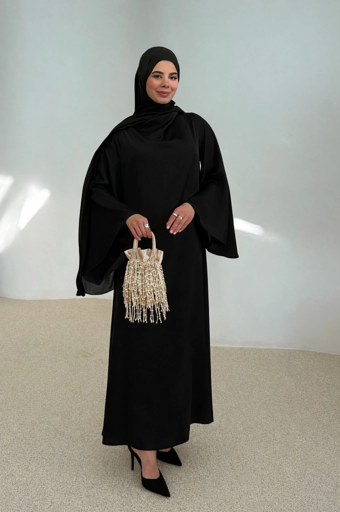 _SATEN ELBİSE SİYAH