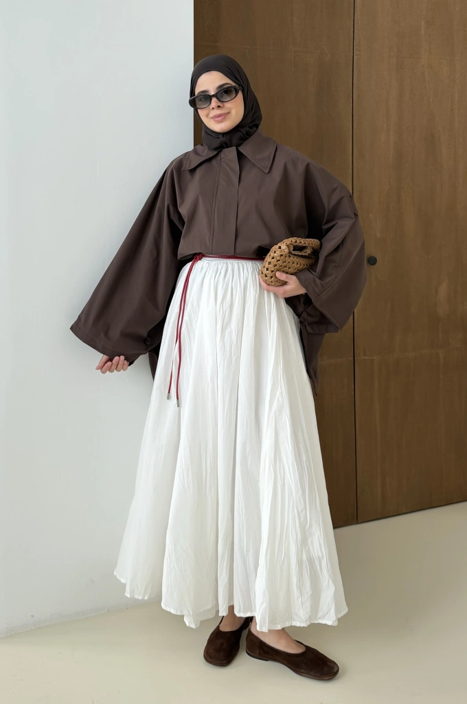 YAZLIK TASARIM PELERİN TRENÇKOT KAHVE