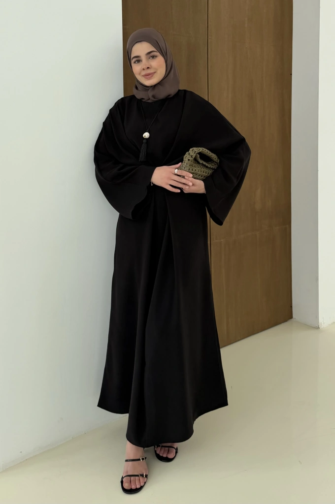 CH YANDAN BAĞLAMALI ZARİF ELBİSE siyah