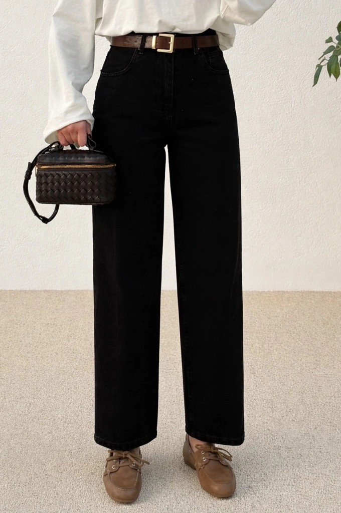 1092 SLİM FİT YÜKSEK BEL MOM JEANS SİYAH