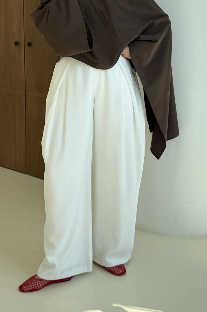 BARREL YÜKSEK BEL PANTOLON BEYAZ