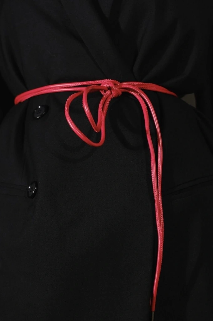 DERİ İP KEMER Kırmızı