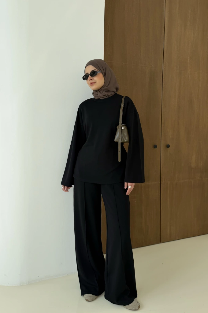 3586 SWEAT TAKIM BEL İPLİ siyah