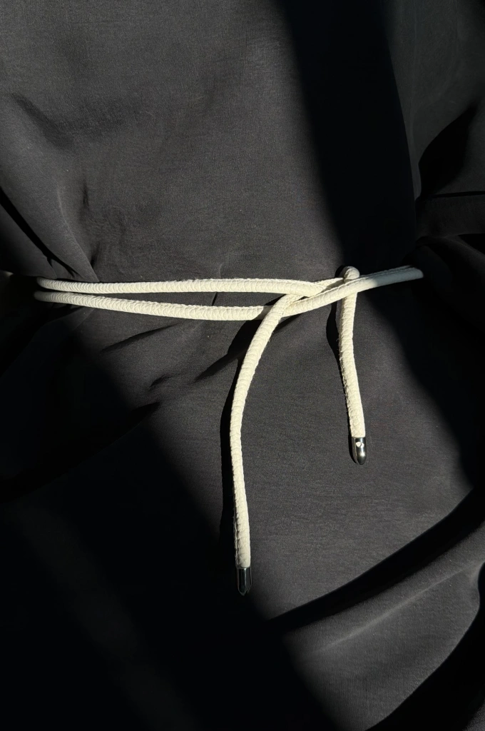 DERİ İP KEMER KREM