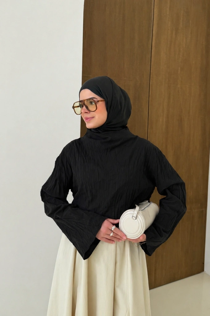 DİK YAKA VUAL GÖMLEK siyah