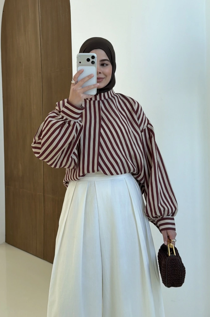 2022 ÇİZGİLİ GÖMLEK KIRMIZI