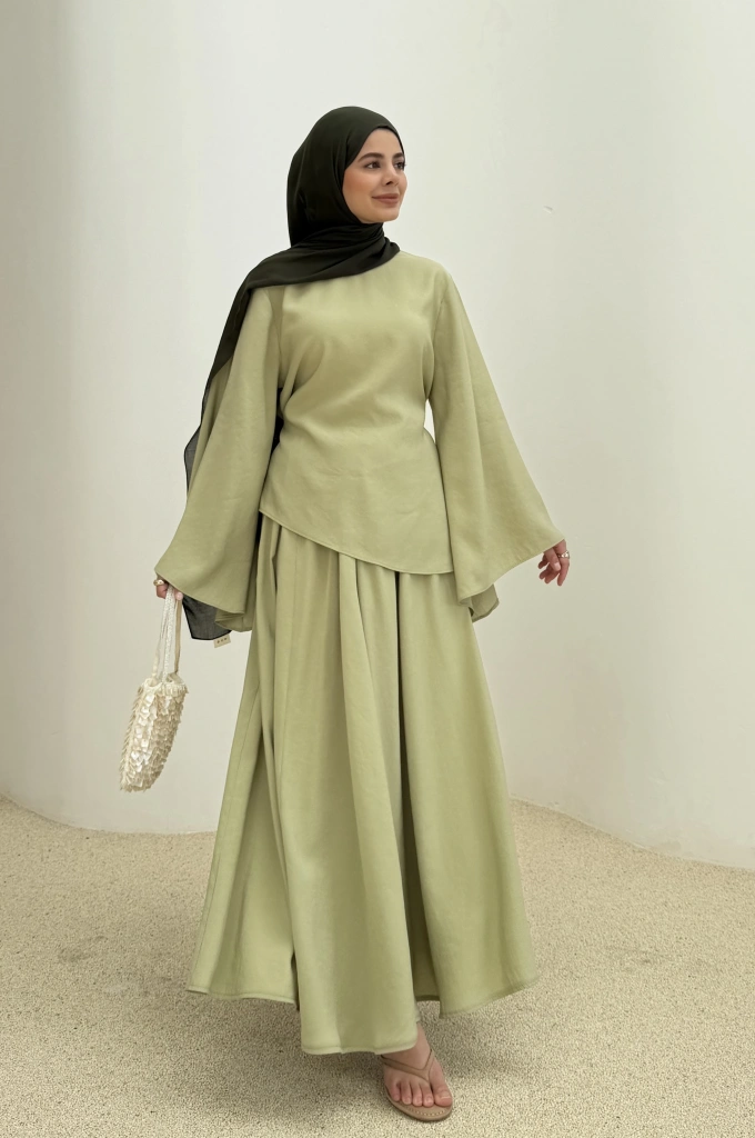 7146 İKİLİ ETEK TAKIM ÇAĞLA YEŞİL