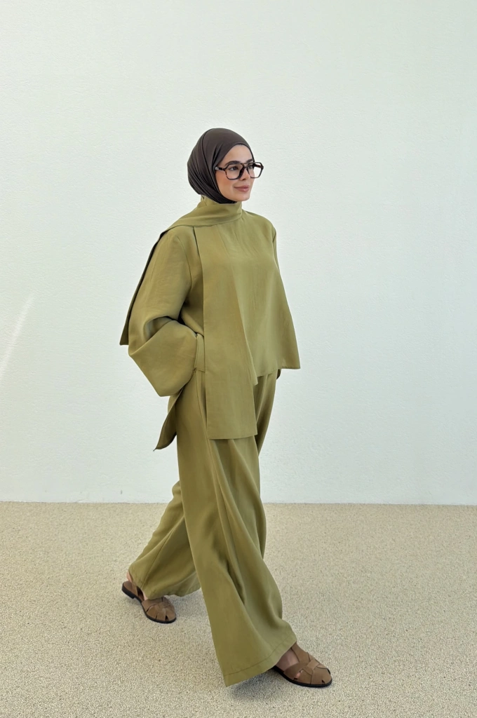 7143 PALAZZO İKİLİ TAKIM Olive green