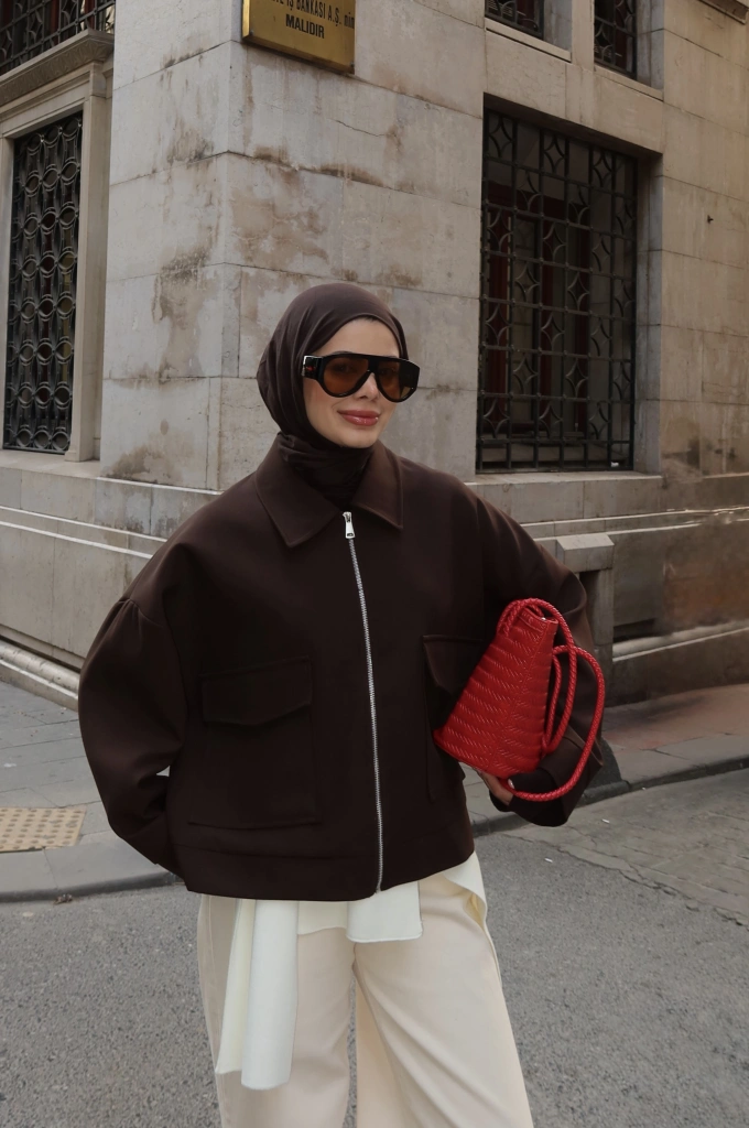 7670 BOMBER CEKET ACI KAHVE