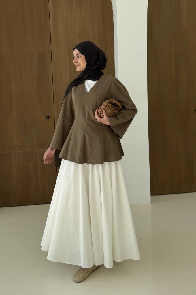 8975 KETEN V YAKA BLUZ !! HAKi