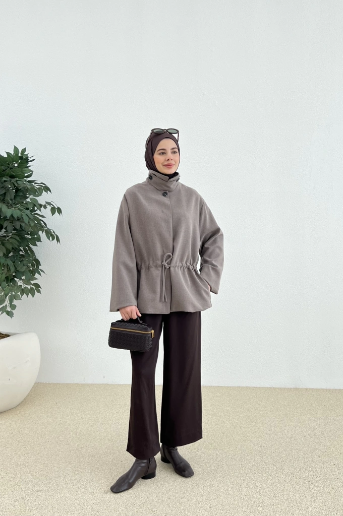 APOLET YAKALI PREMİUM TRENÇ Kahve