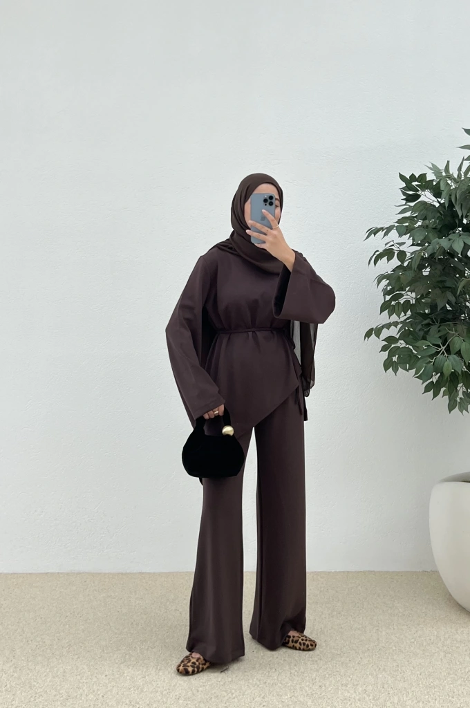 ASİMETRİK MODAL TAKIM acı kahve