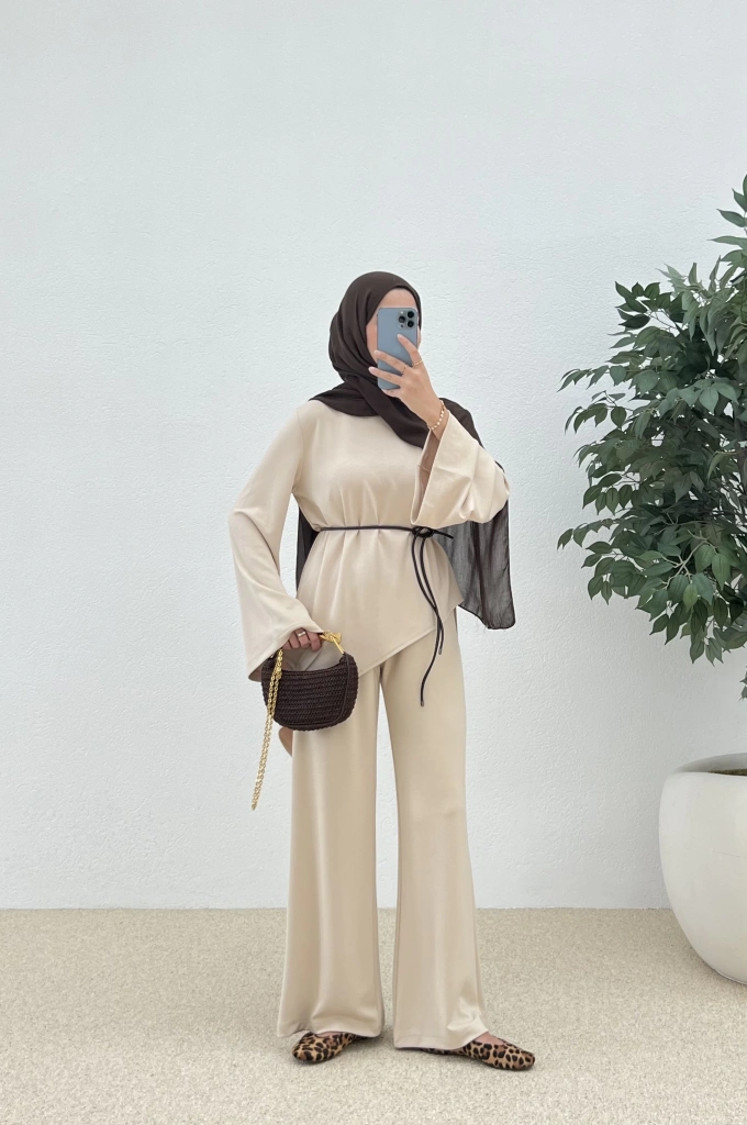 ASİMETRİK MODAL TAKIM bej