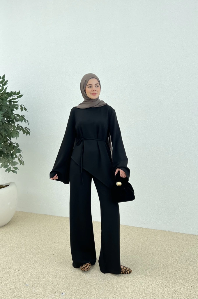 ASİMETRİK MODAL TAKIM siyah